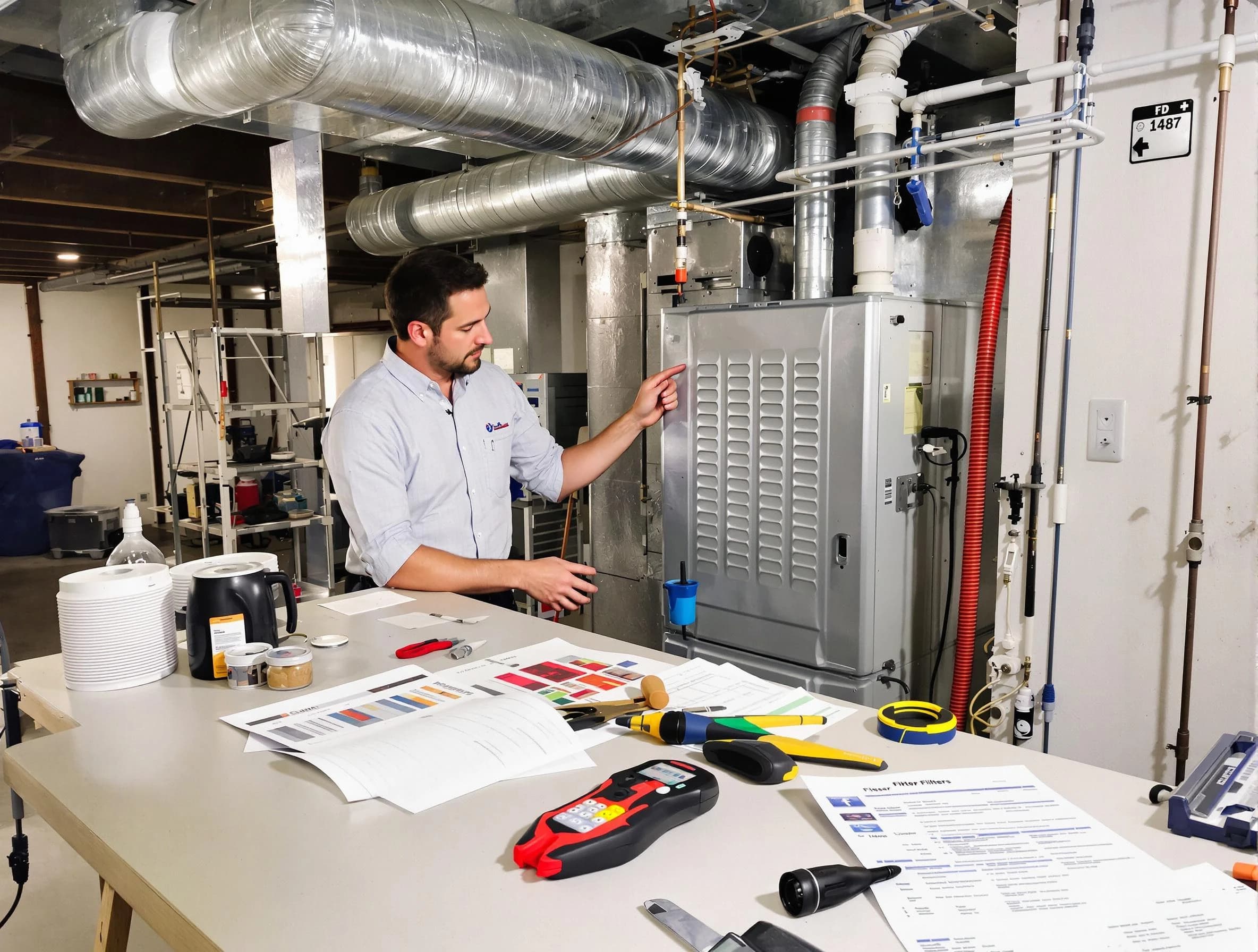 Vineyard Air Duct Cleaning inspector conducting detailed filter system evaluation using professional diagnostic tools in Vineyard