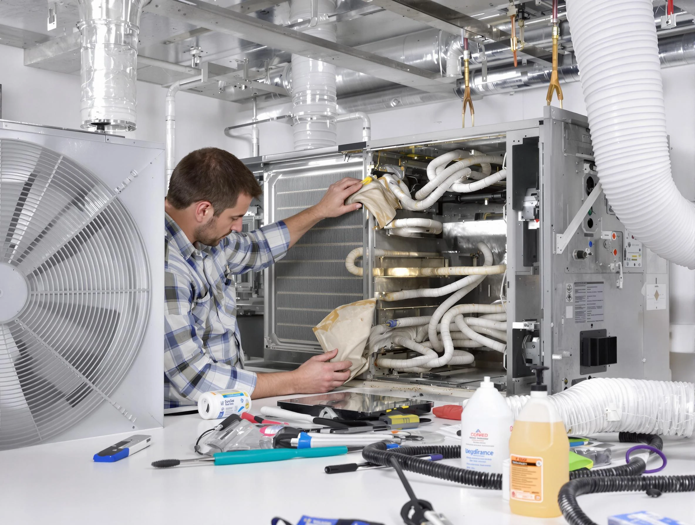 Vineyard Air Duct Cleaning specialist performing precision AC coil cleaning in Vineyard