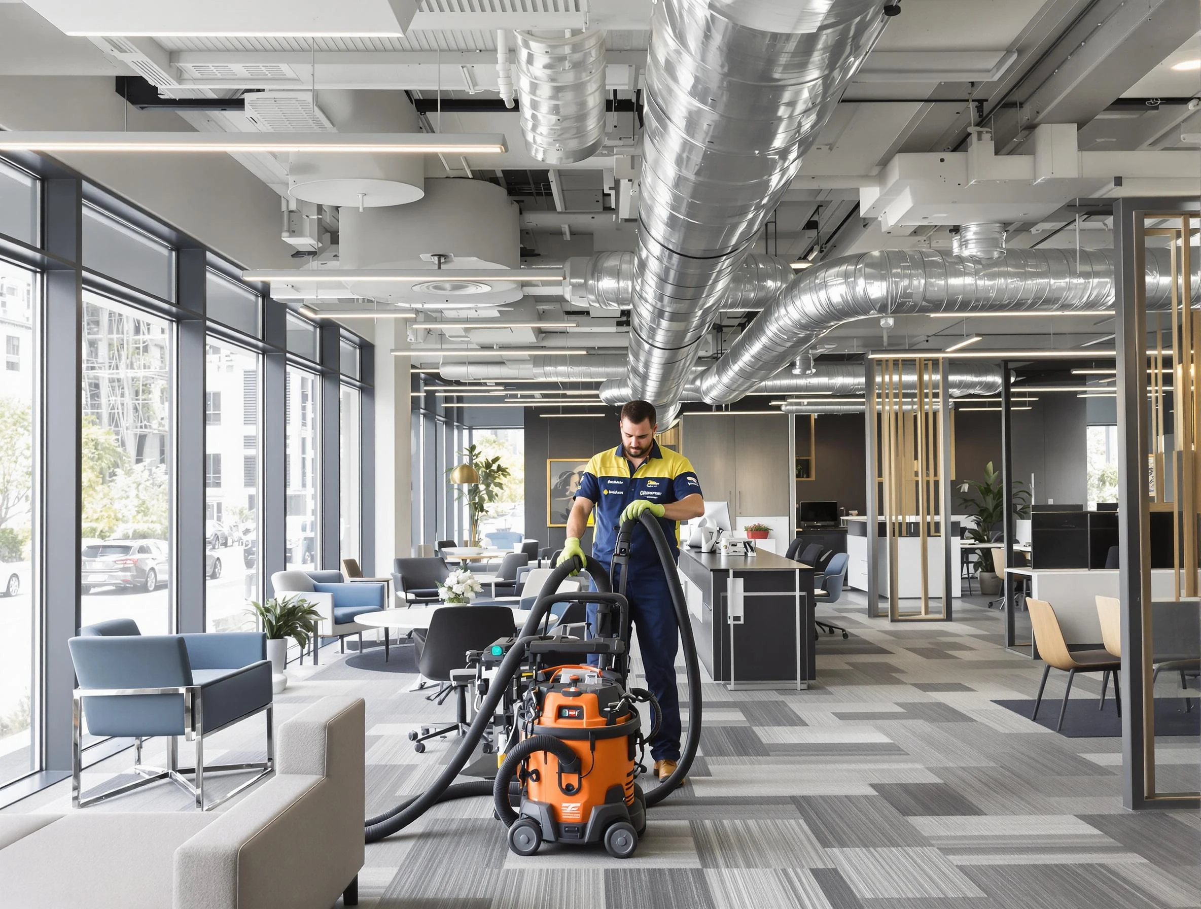 Vineyard Air Duct Cleaning team performing thorough commercial duct cleaning at a Vineyard business center